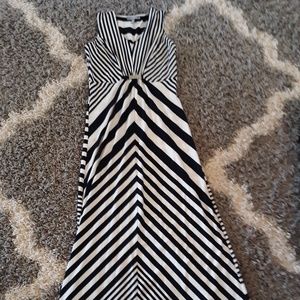 Sleeveless Navy & White Stripe Maxi Dress